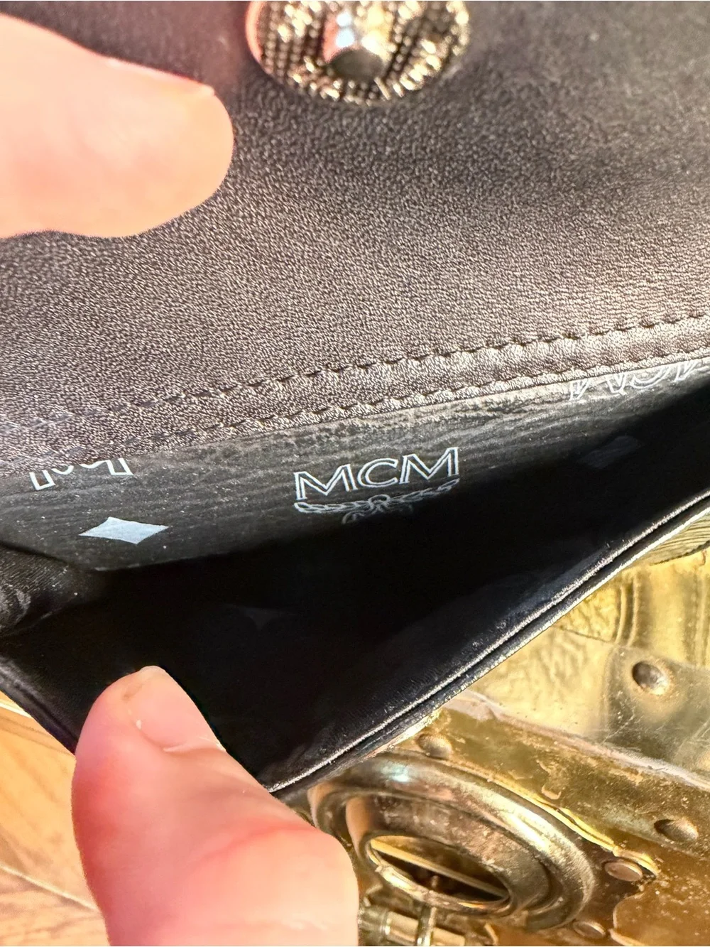 MCM Black Monogram Satchel Boston with Green-Silver-Orange MCM Charm